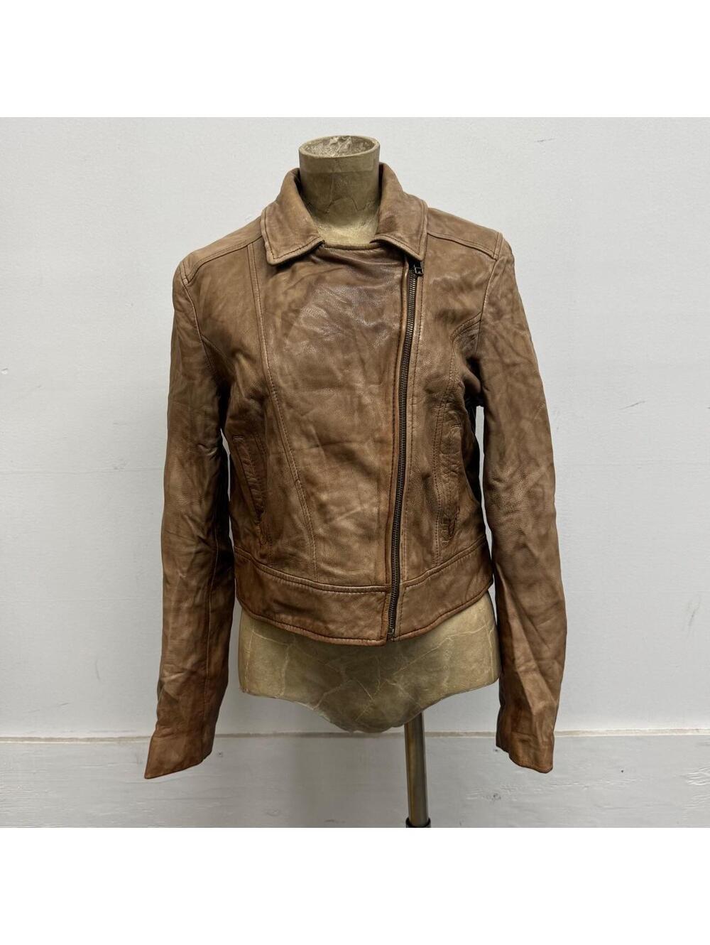 Vintage Brown Faded Moto Genuine Leather Jacket - Picture 1 of 8